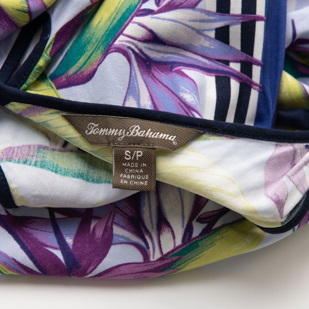 Tommy Bahama Birds of Paradise Dress Sleeveless Midi Tropical Purple Size Small - Picture 3 of 6
